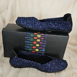 bernie mev. Dark Blue Woven Flats